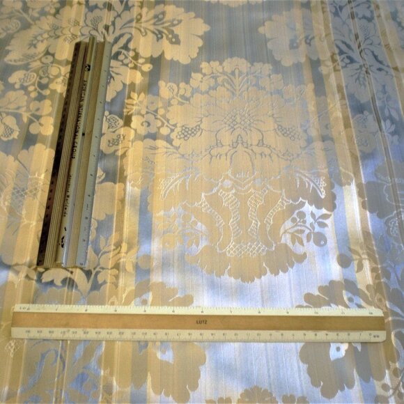 AQUA BLUE GOLD BEIGE DAMASK DRAPERY FURNITURE UPHOLSTERY FABRIC 72"L 50.5 "W - Picture 10 of 11